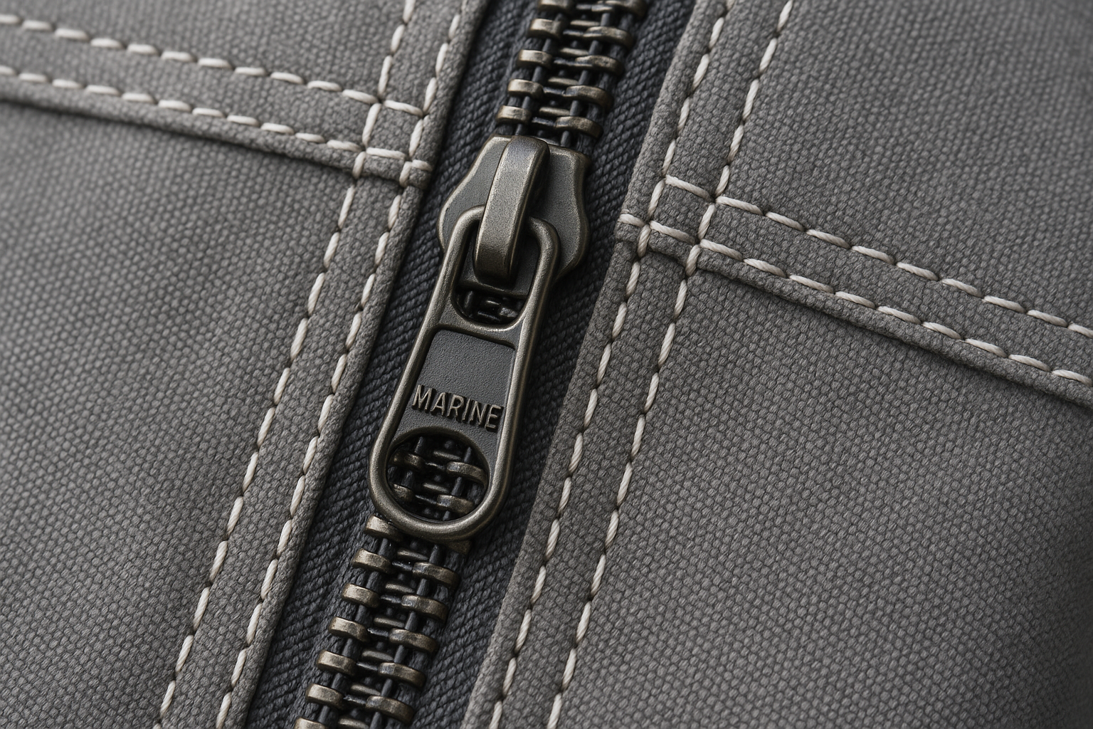 Close-up detail of durable stitching and zipper on bimini boot