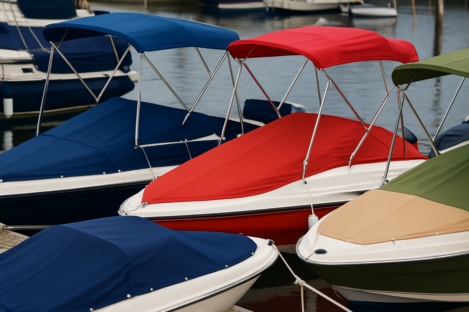 Custom marine covers and bimini tops at Gold Coast dock